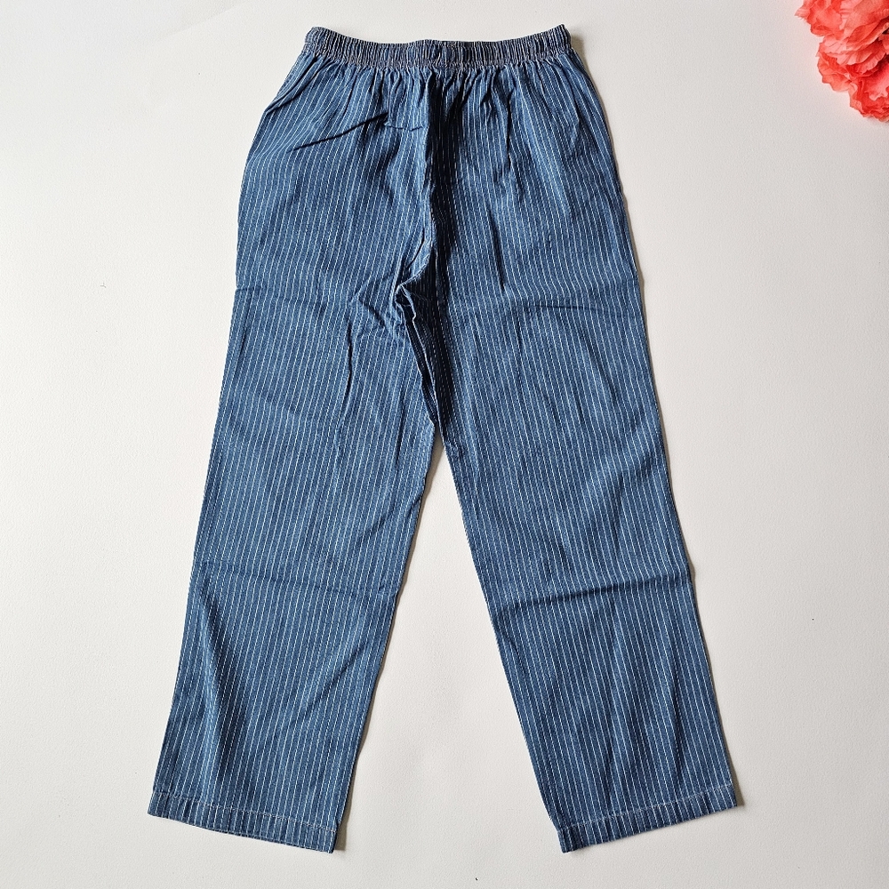 American Sweetheart Blue Pinstripe 100% Cotton Denim Pants Size M - Picture 7 of 11